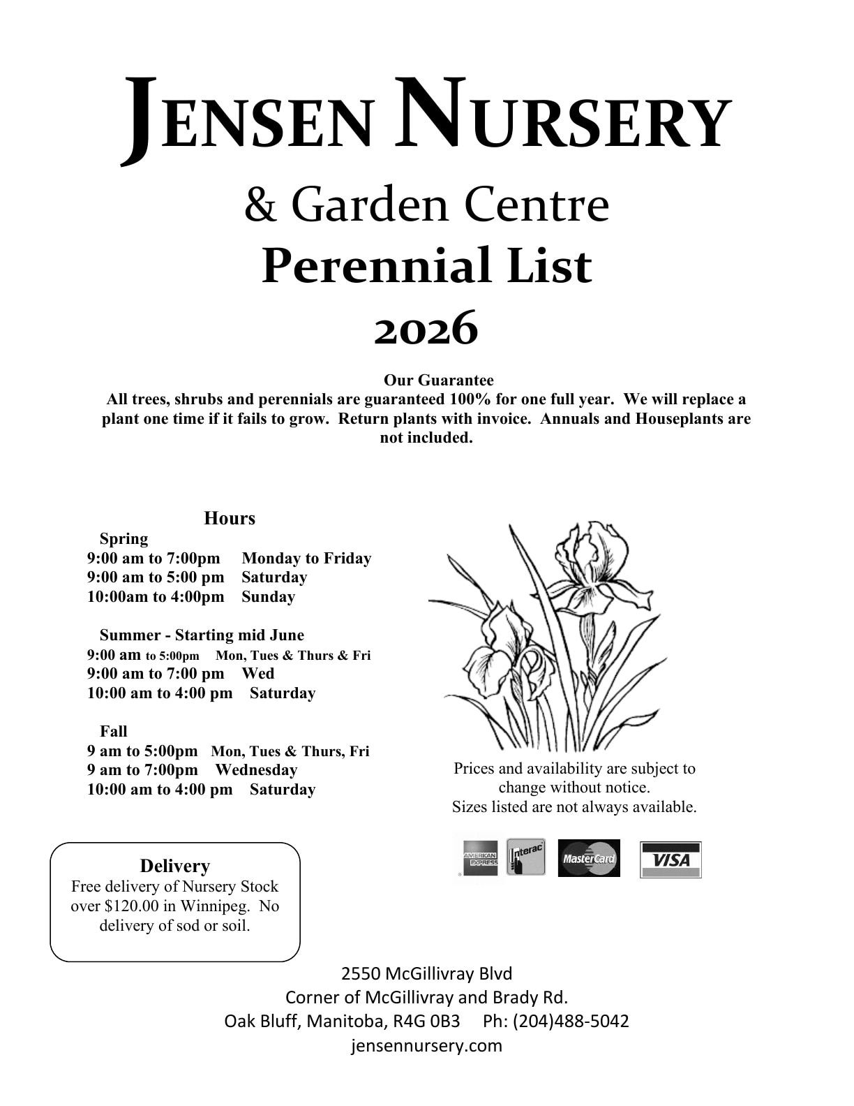 Jensen Nursery & Garden Centre Perennials Catalogue Weekly Ad January 1 - December 31, 2026