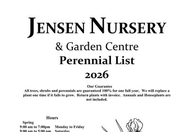 Jensen Nursery & Garden Centre Perennials Catalogue Weekly Ad January 1 - December 31, 2026