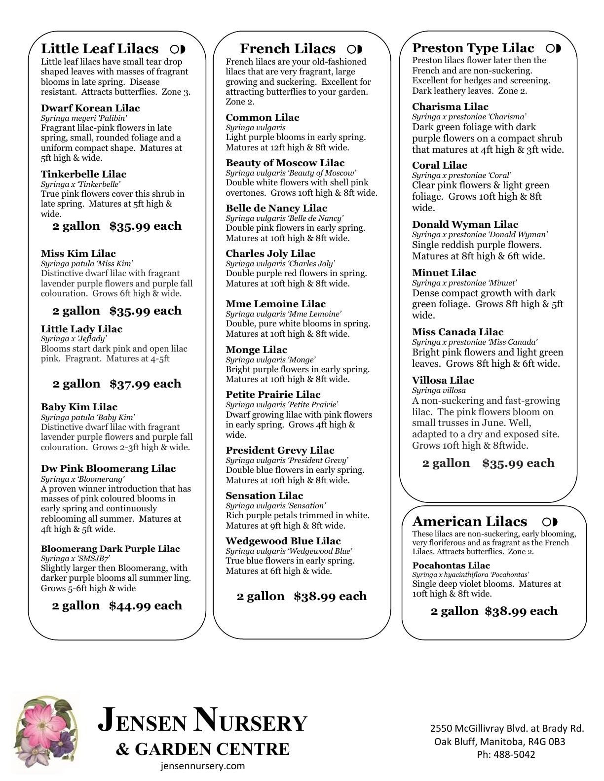 Jensen Nursery & Garden Centre Plant Catalogue Weekly Ad January 1 - December 31, 2026