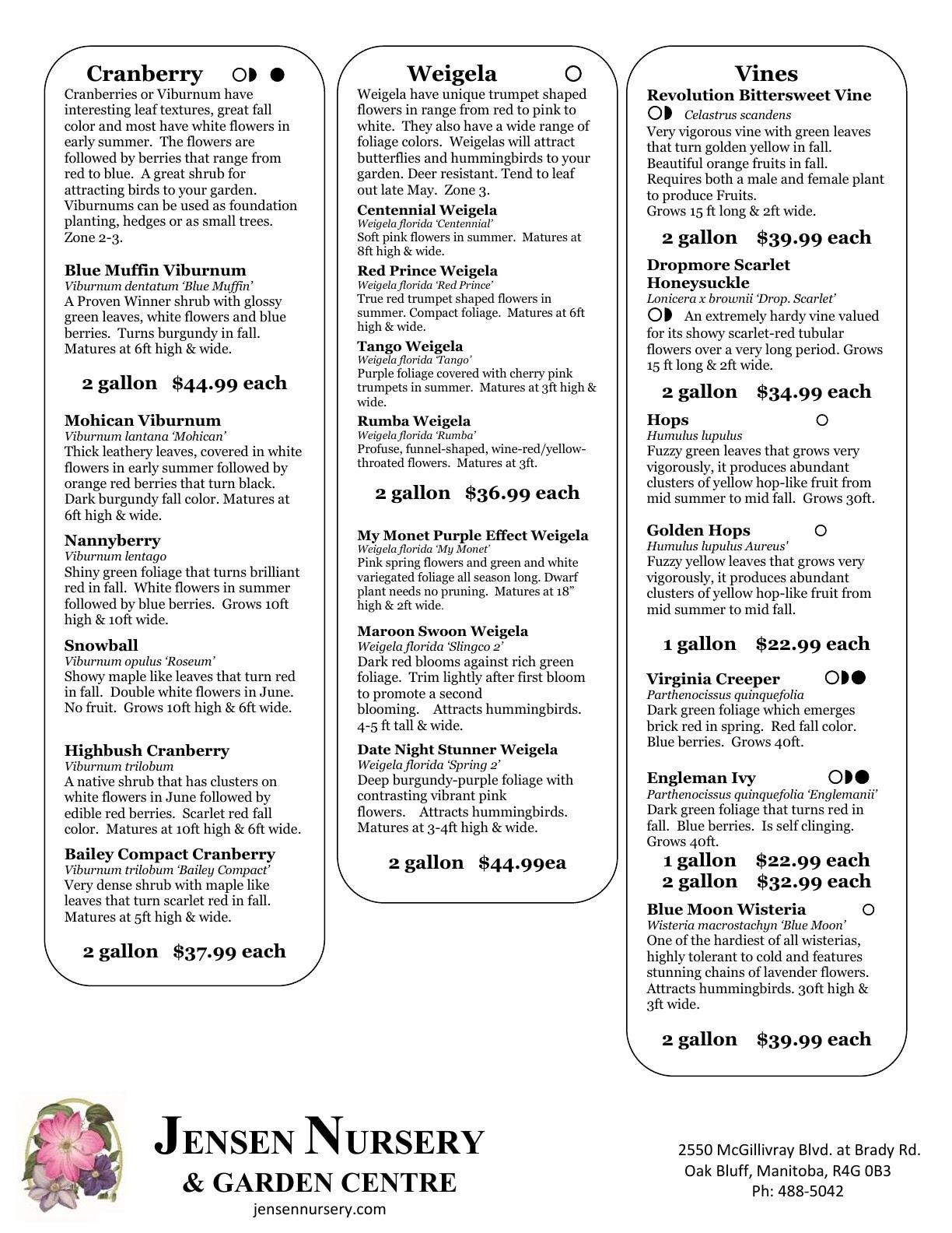 Jensen Nursery & Garden Centre Plant Catalogue Weekly Ad January 1 - December 31, 2026
