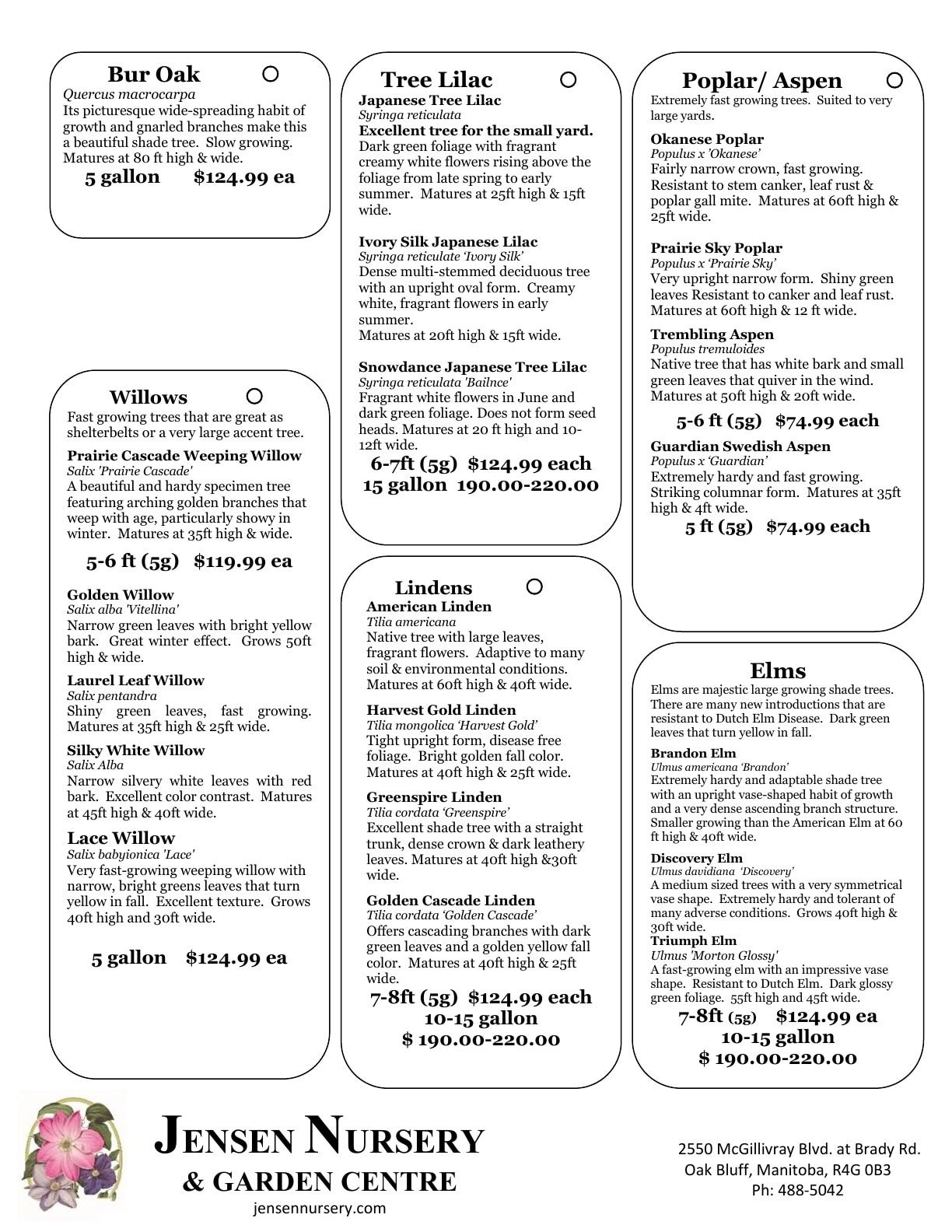 Jensen Nursery & Garden Centre Plant Catalogue Weekly Ad January 1 - December 31, 2026