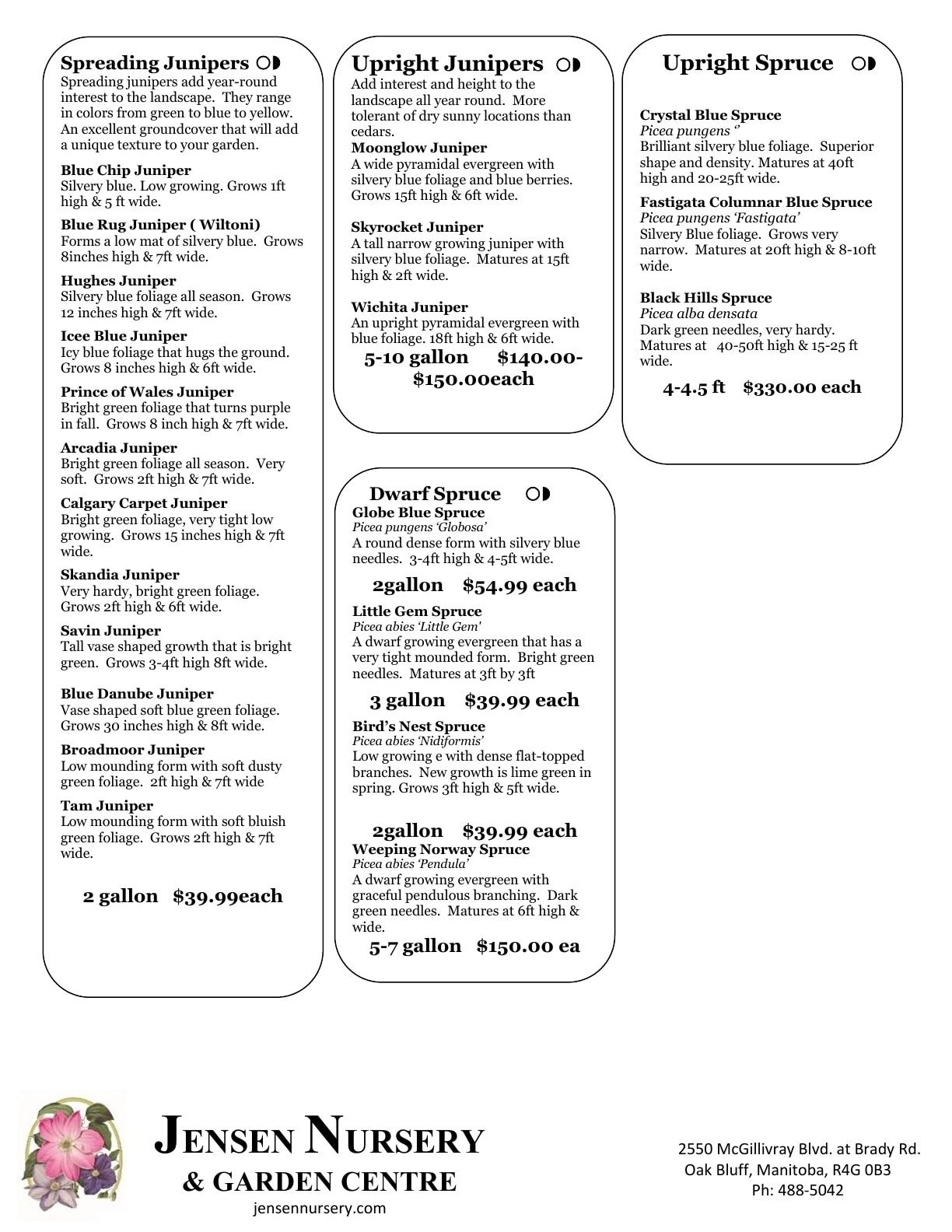 Jensen Nursery & Garden Centre Plant Catalogue Weekly Ad January 1 - December 31, 2026