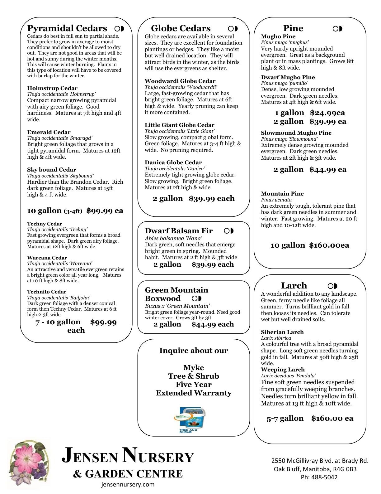 Jensen Nursery & Garden Centre Plant Catalogue Weekly Ad January 1 - December 31, 2026