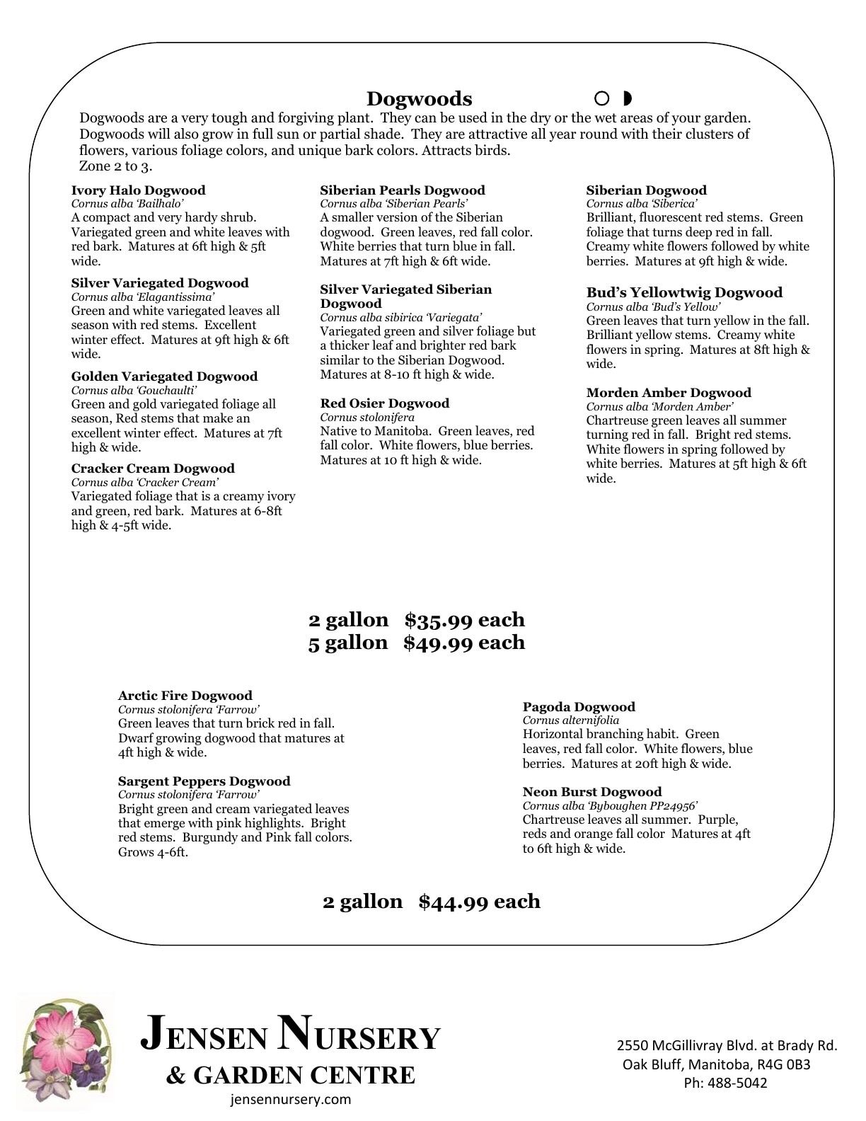 Jensen Nursery & Garden Centre Plant Catalogue Weekly Ad January 1 - December 31, 2026