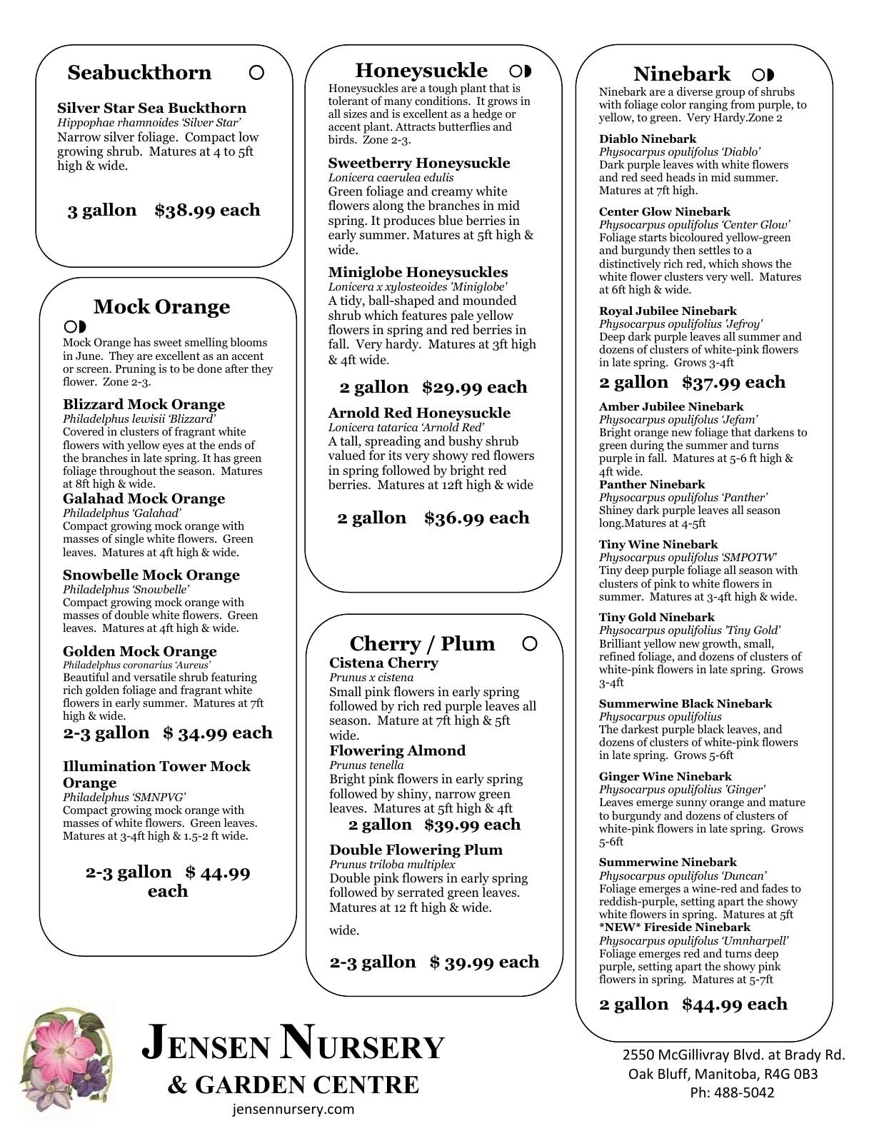 Jensen Nursery & Garden Centre Plant Catalogue Weekly Ad January 1 - December 31, 2026