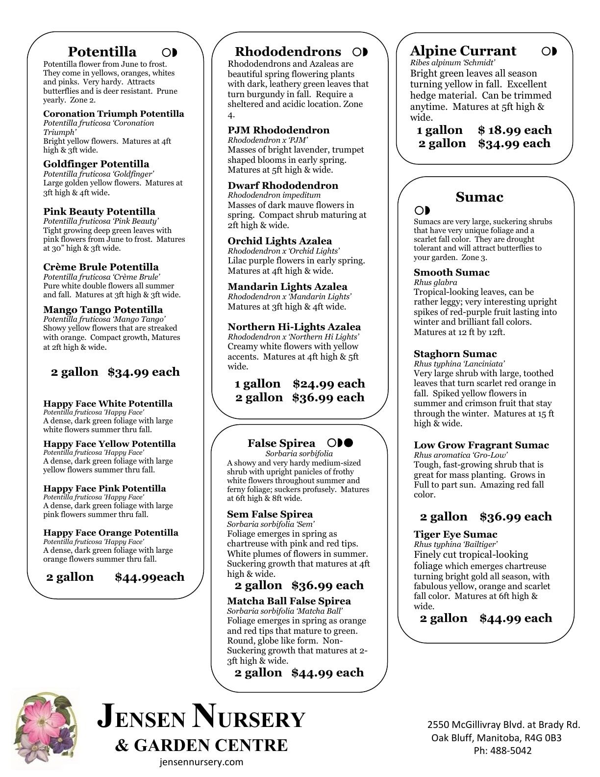 Jensen Nursery & Garden Centre Plant Catalogue Weekly Ad January 1 - December 31, 2026