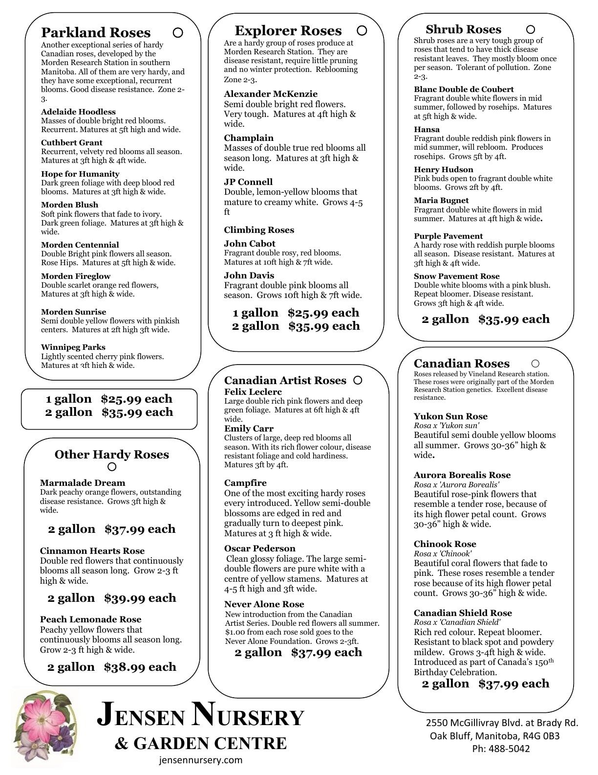 Jensen Nursery & Garden Centre Plant Catalogue Weekly Ad January 1 - December 31, 2026