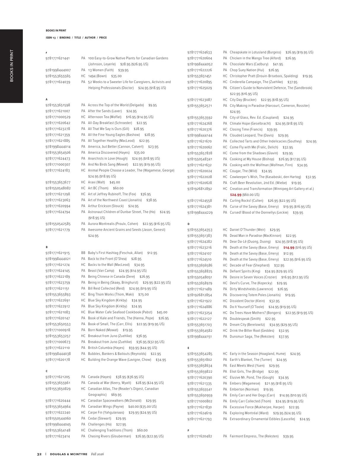 Harbour Publishing Douglas & McIntyre Fall 2026 Catalogue Weekly Ad January 1 - December 31, 2026