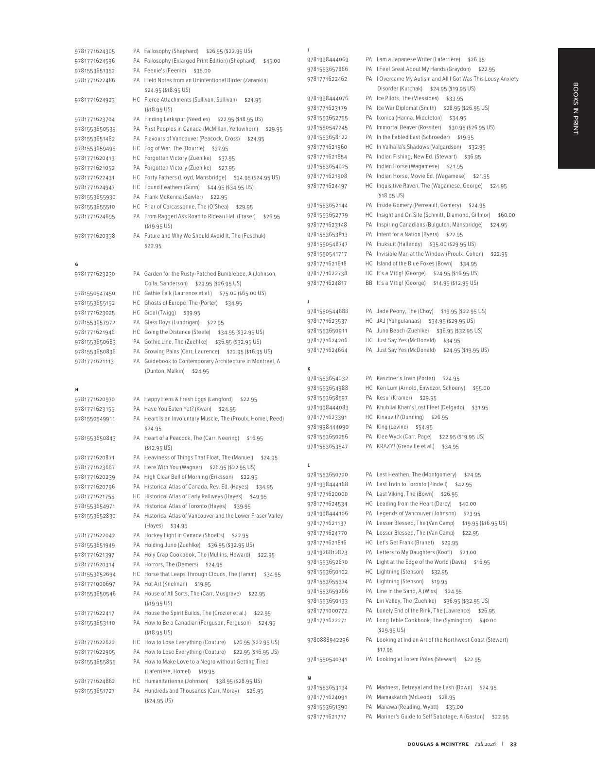Harbour Publishing Douglas & McIntyre Fall 2026 Catalogue Weekly Ad January 1 - December 31, 2026