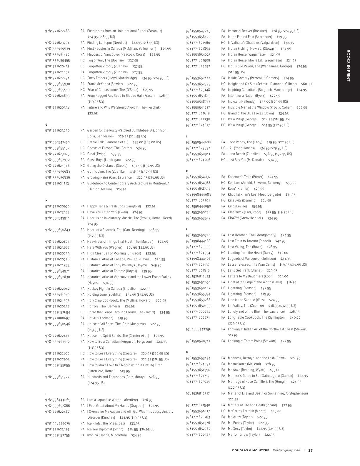 Harbour Publishing Douglas & McIntyre Spring 2026 Catalogue Weekly Ad January 1 - December 31, 2026
