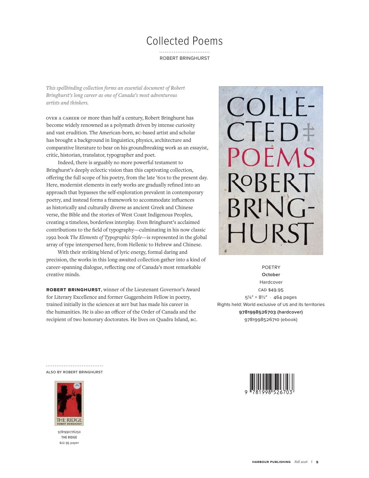 Harbour Publishing Fall 2026 Catalogue Weekly Ad January 1 - December 31, 2026