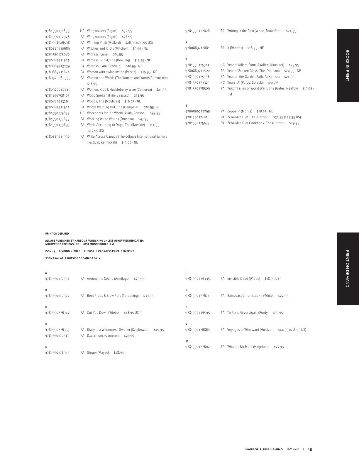 Harbour Publishing Fall 2026 Catalogue Weekly Ad January 1 - December 31, 2026