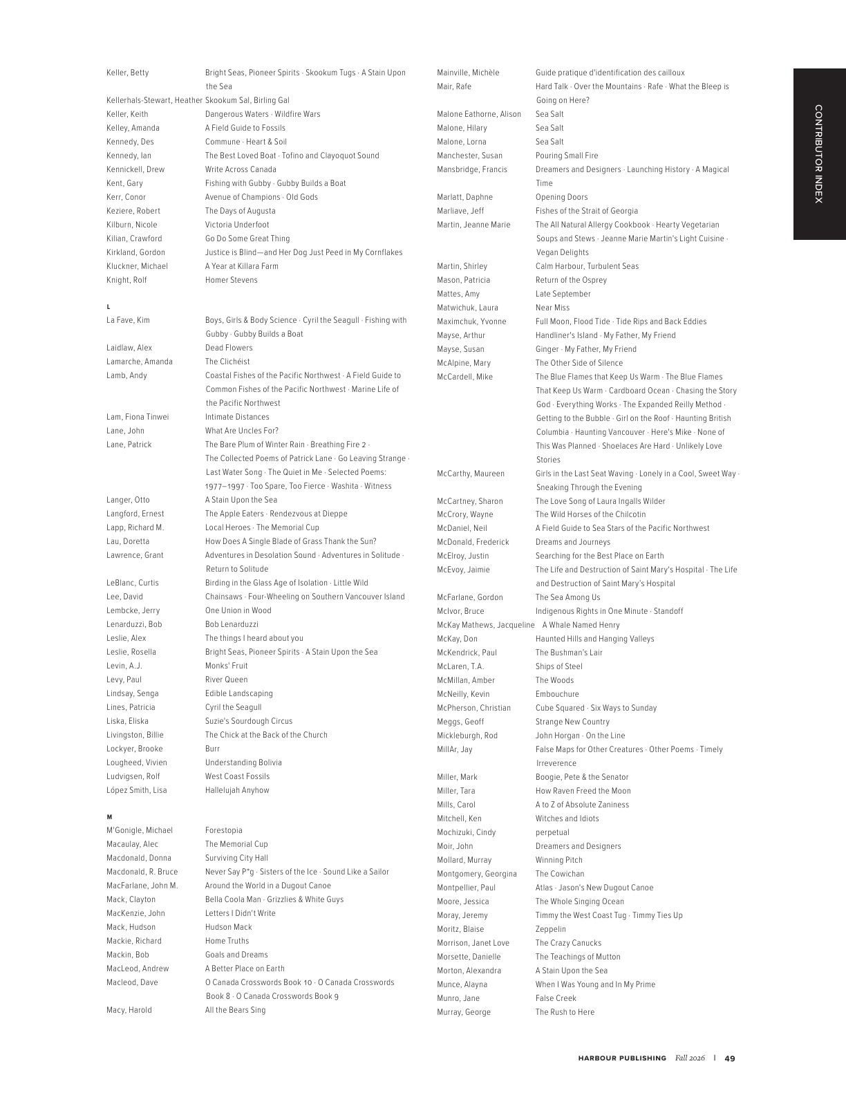 Harbour Publishing Fall 2026 Catalogue Weekly Ad January 1 - December 31, 2026