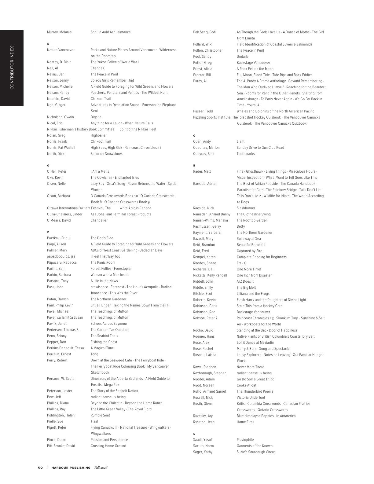 Harbour Publishing Fall 2026 Catalogue Weekly Ad January 1 - December 31, 2026