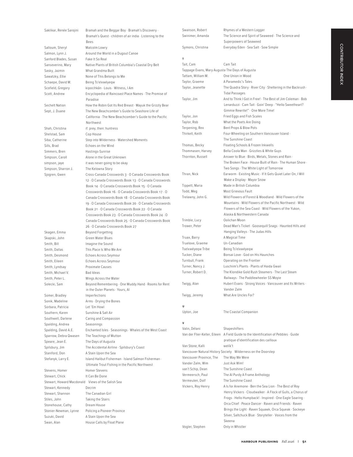 Harbour Publishing Fall 2026 Catalogue Weekly Ad January 1 - December 31, 2026