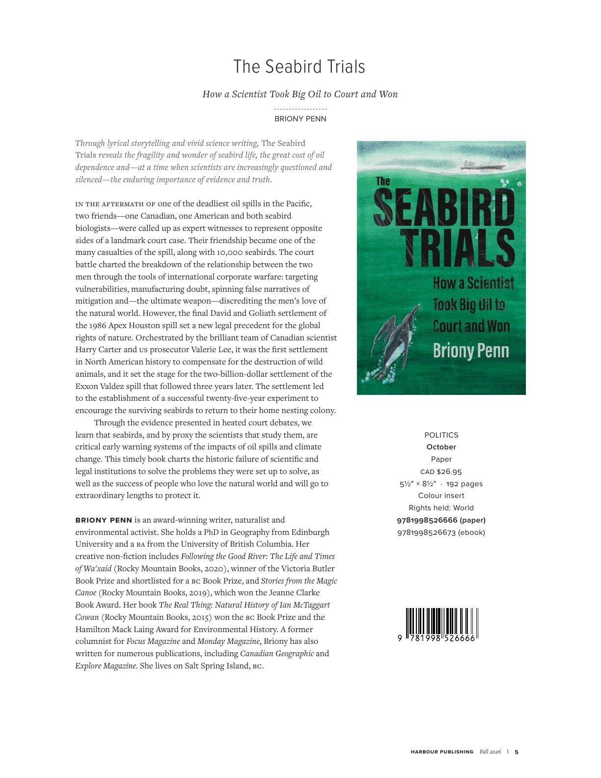 Harbour Publishing Fall 2026 Catalogue Weekly Ad January 1 - December 31, 2026