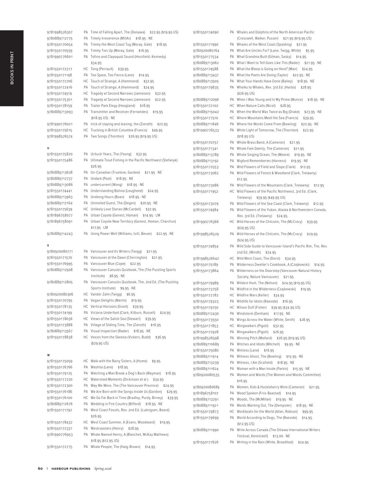 Harbour Publishing Spring 2026 Catalogue Weekly Ad January 1 - December 31, 2026