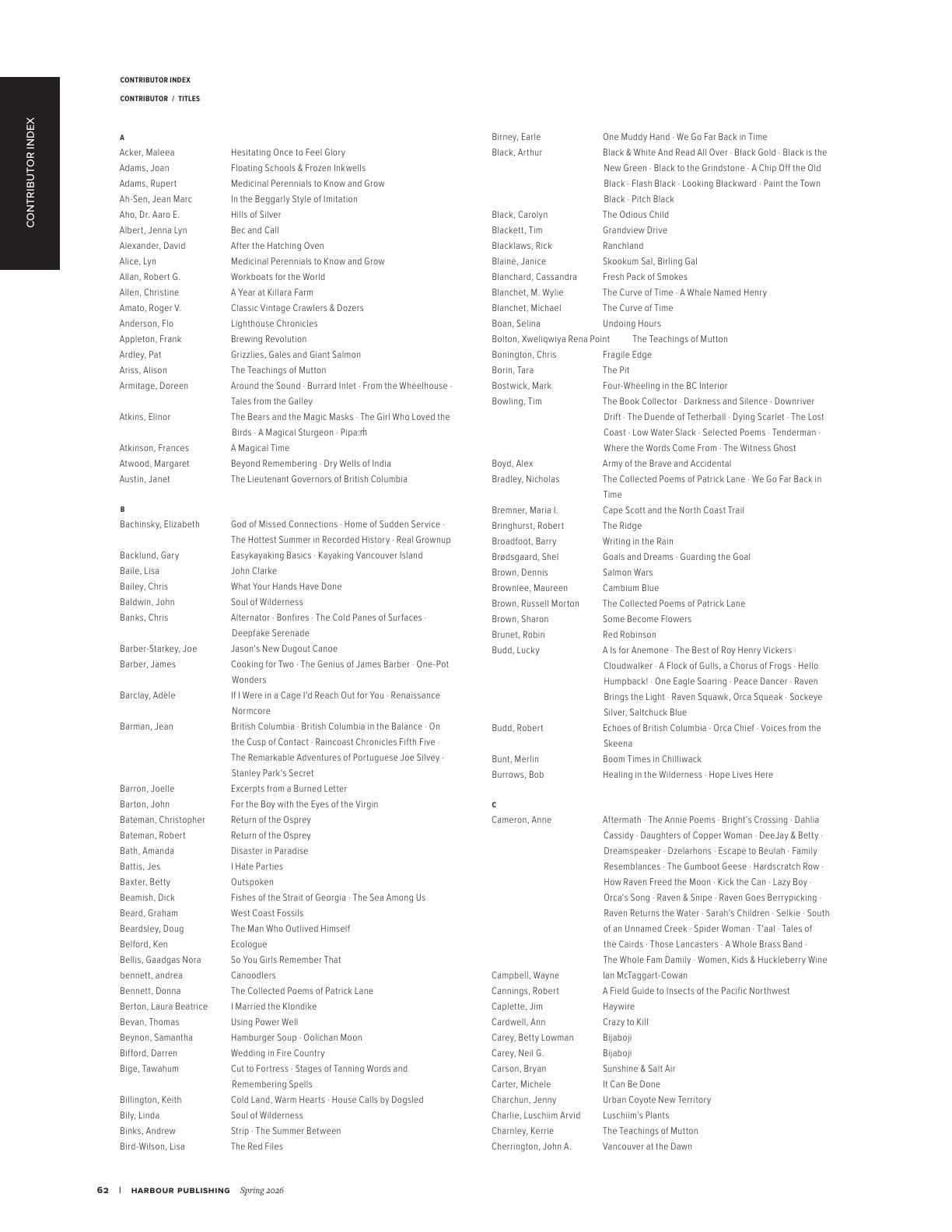 Harbour Publishing Spring 2026 Catalogue Weekly Ad January 1 - December 31, 2026