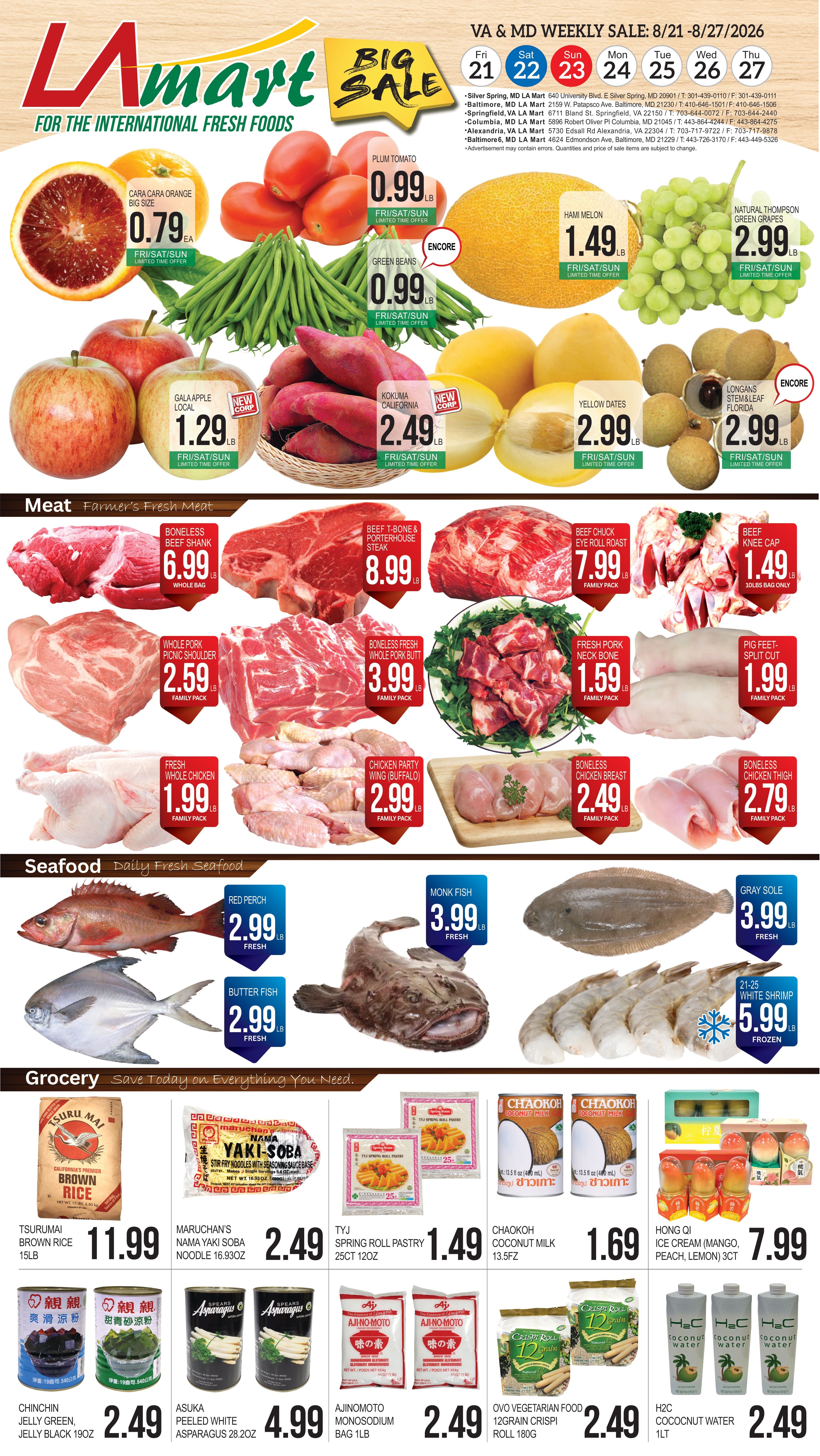 LA Mart English Weekly Ad August 25 - 31, 2026