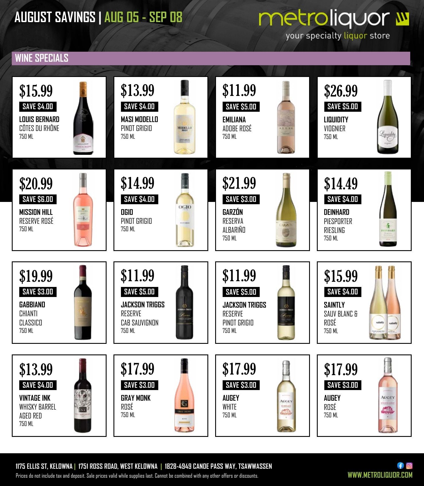 Metro Liquor Weekly Ad August 5 - September 8, 2026