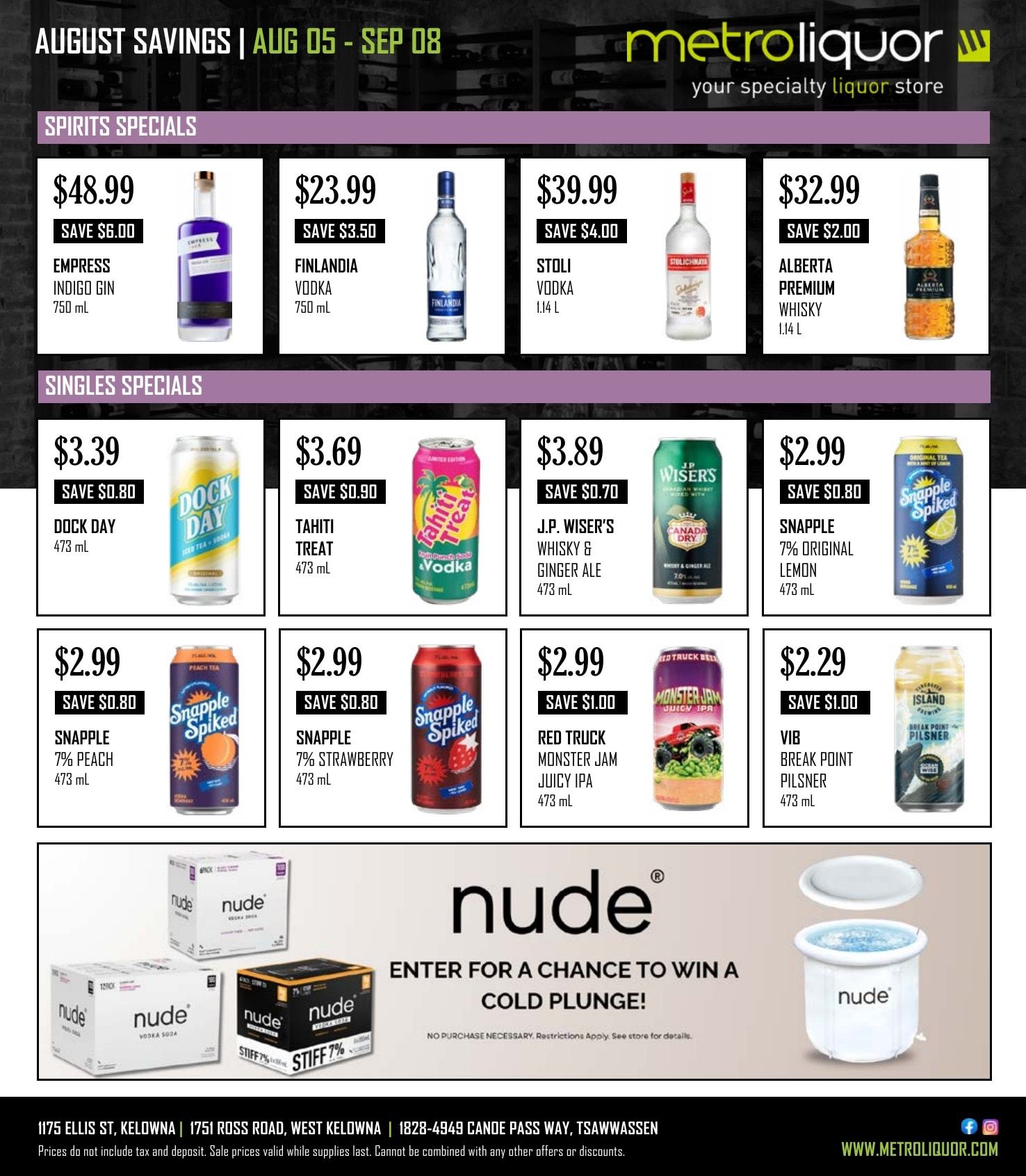 Metro Liquor Weekly Ad August 5 - September 8, 2026