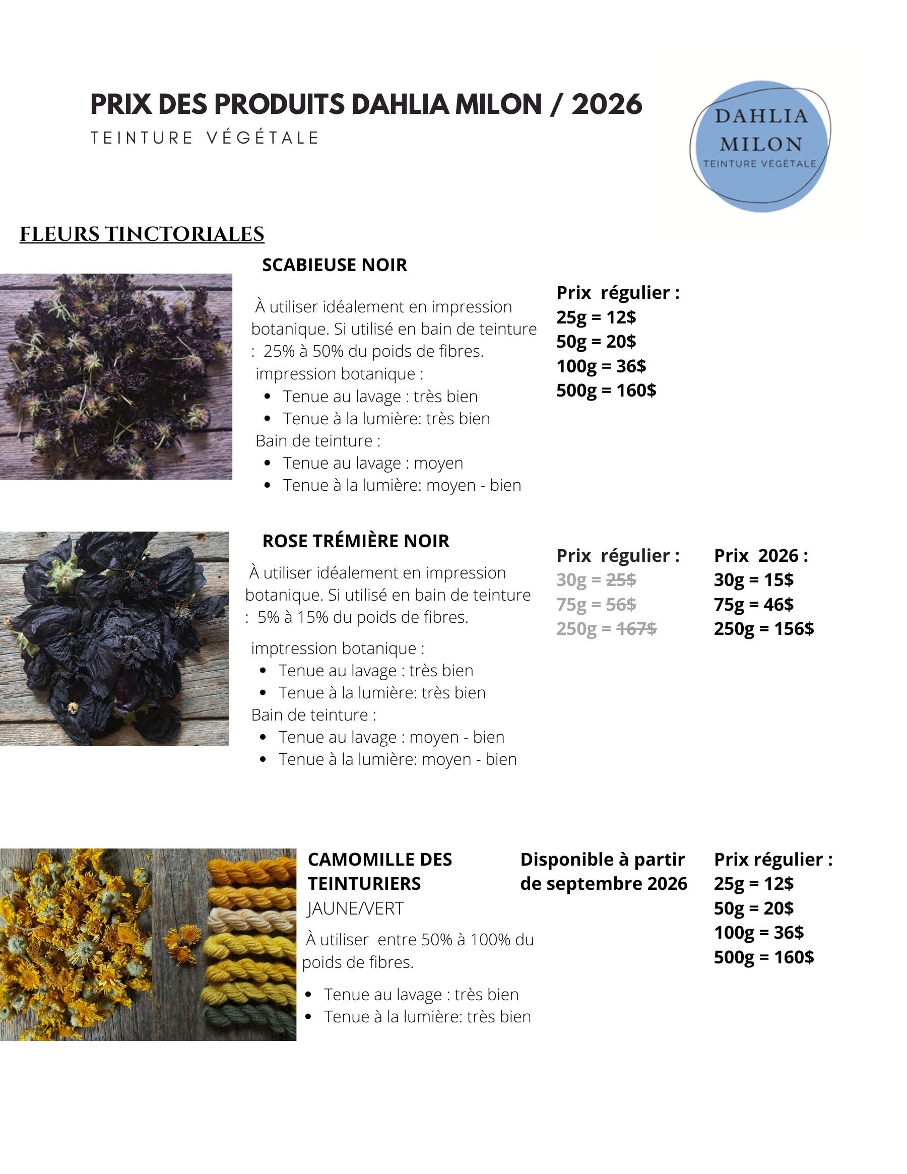 Dahlia Milon Annual Plant Catalog Weekly Ad January 1 - December 31, 2026