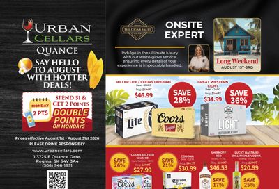 Urban Cellars (3725 East Quance Gate, Regina, SK) Quance Monthly Weekly Ad August 1 - 31, 2026