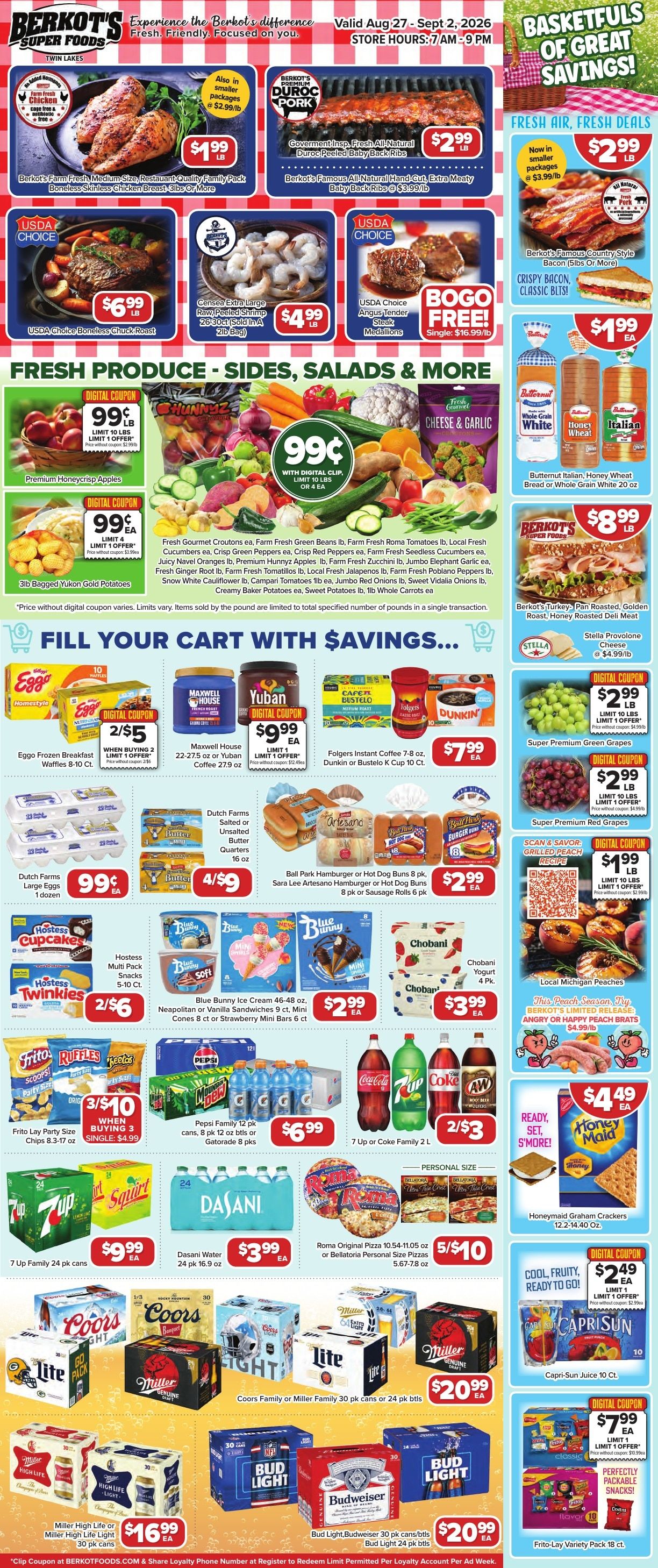 Berkot's Super Foods (Twin Lakes, WI) Weekly Ad August 27 - September 2, 2026