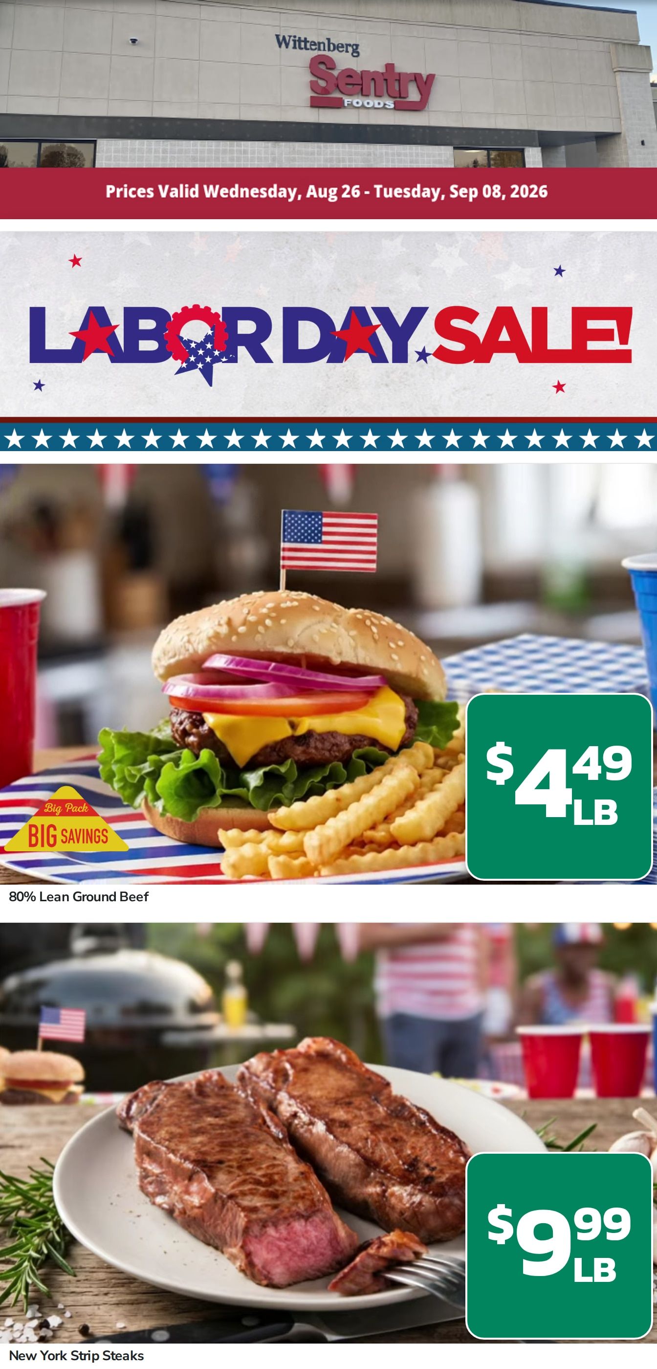 Wittenberg Sentry Foods Weekly Ad August 26 - September 8, 2026