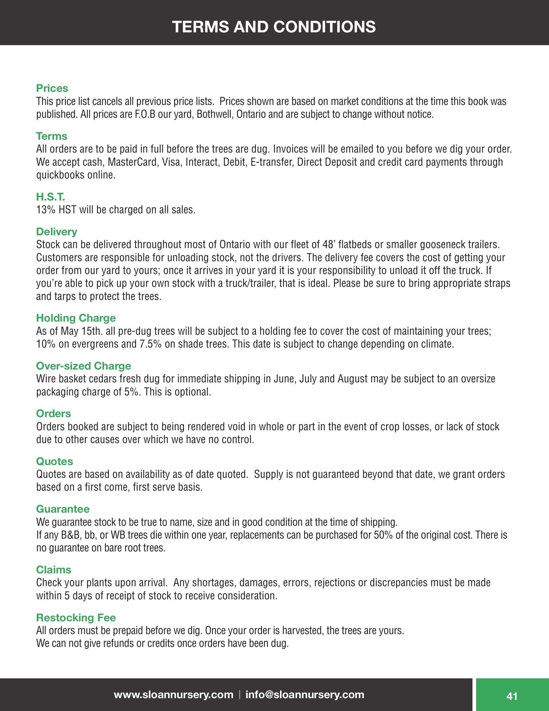 Sloan Nursery & Christmas Trees Annual Retail Catalog Weekly Ad January 1 - December 31, 2026