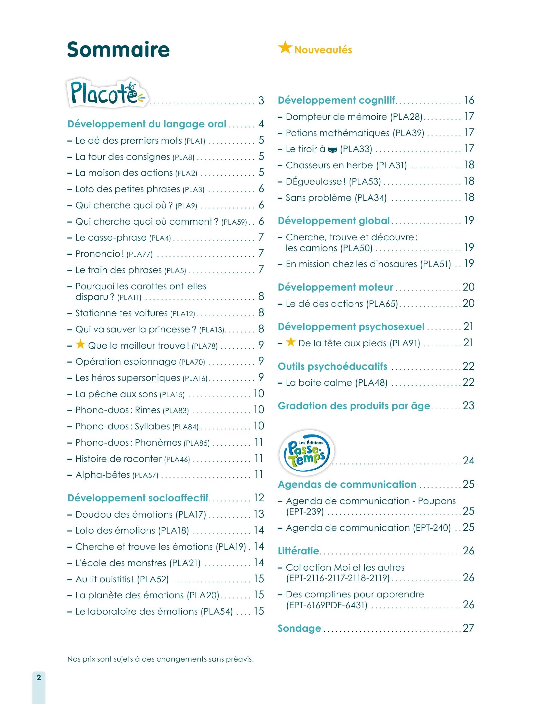 Les Éditions Passe-Temps Daycare and Early Childhood Catalog Weekly Ad January 1 - December 31, 2026