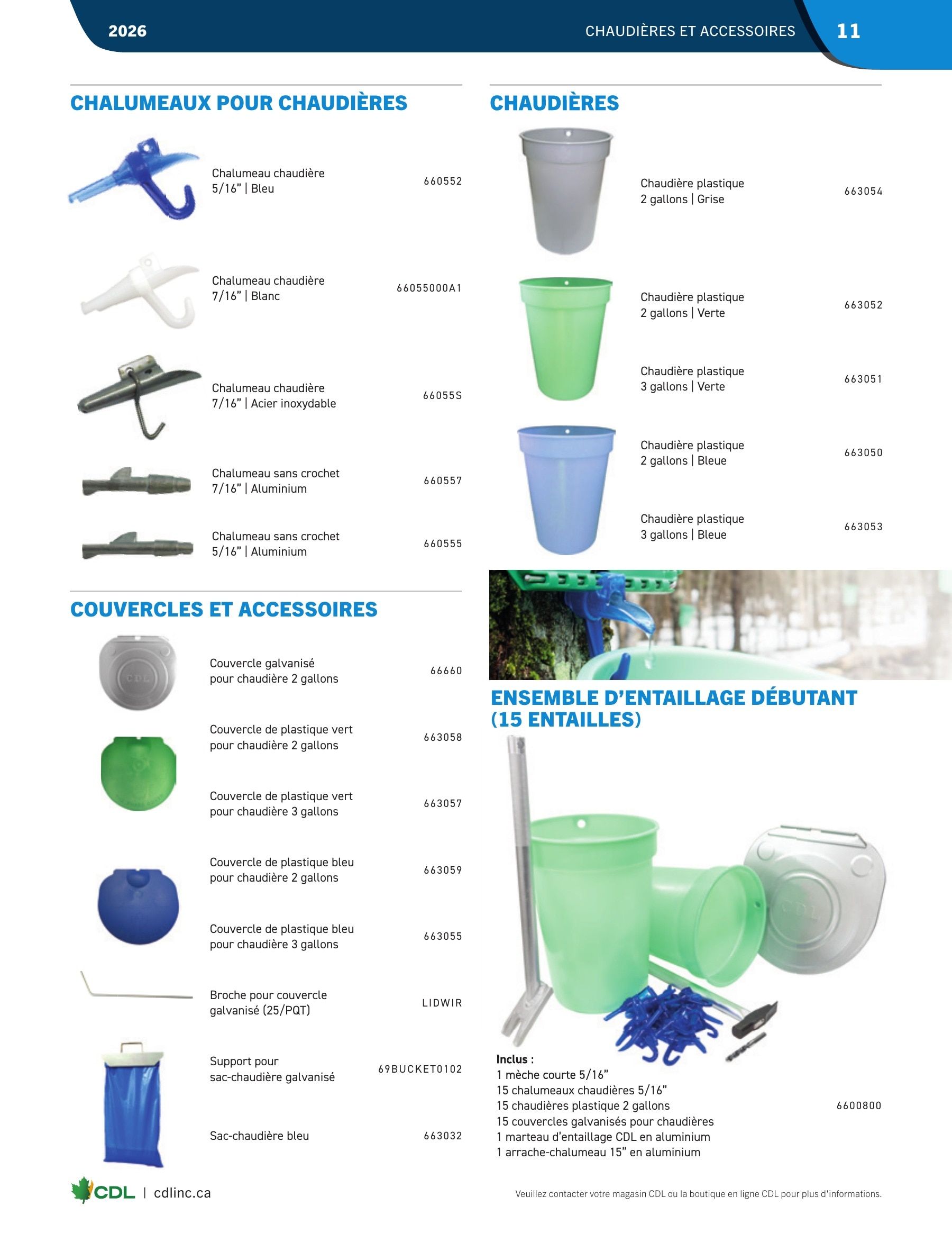 Les Équipements d'Érablière CDL Annual Maple Equipment Catalog Weekly Ad January 1 - December 31, 2026
