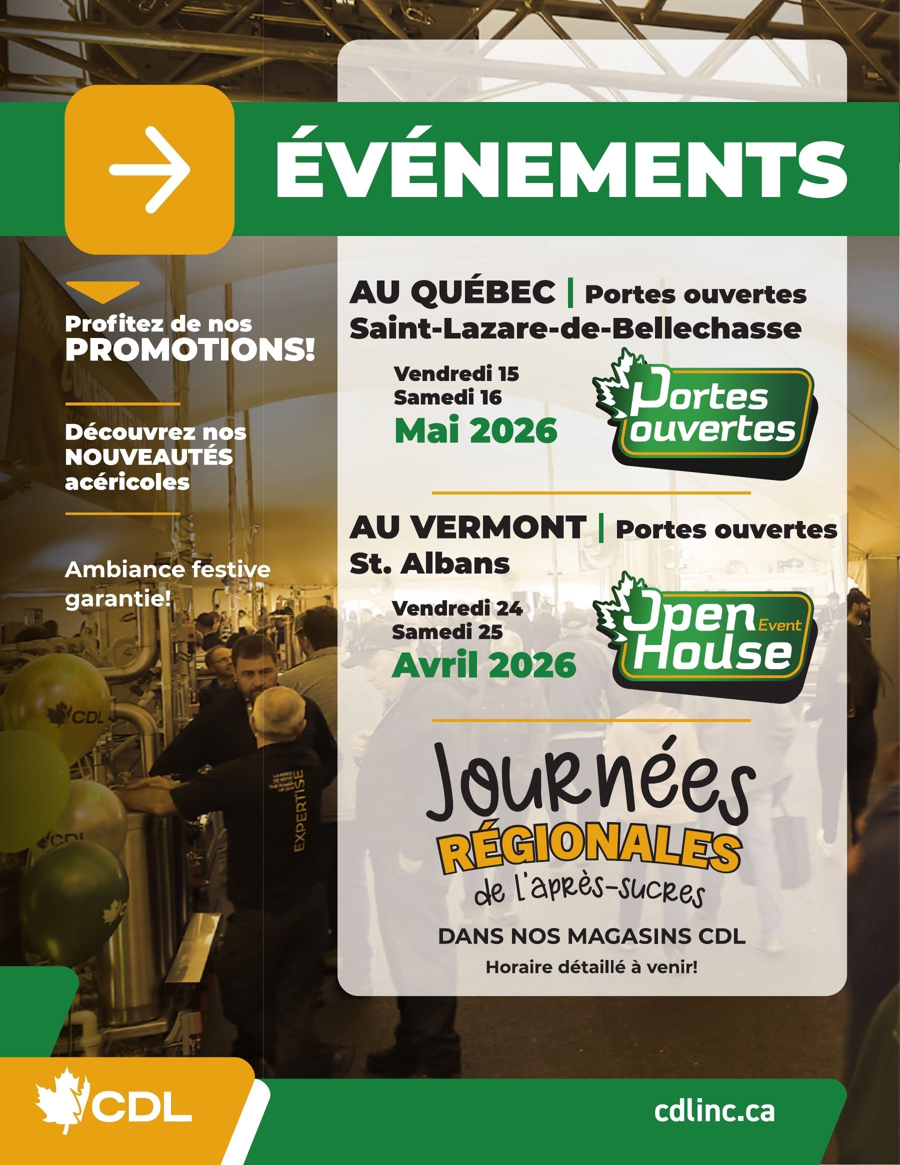 Les Équipements d'Érablière CDL Annual Maple Equipment Catalog Weekly Ad January 1 - December 31, 2026