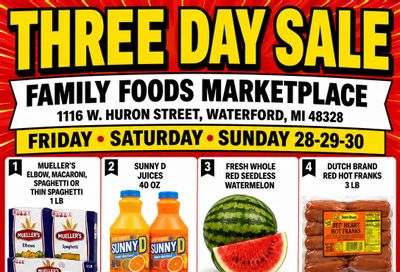 Family Foods Marketplace Weekly Ad August 28 - 30, 2026