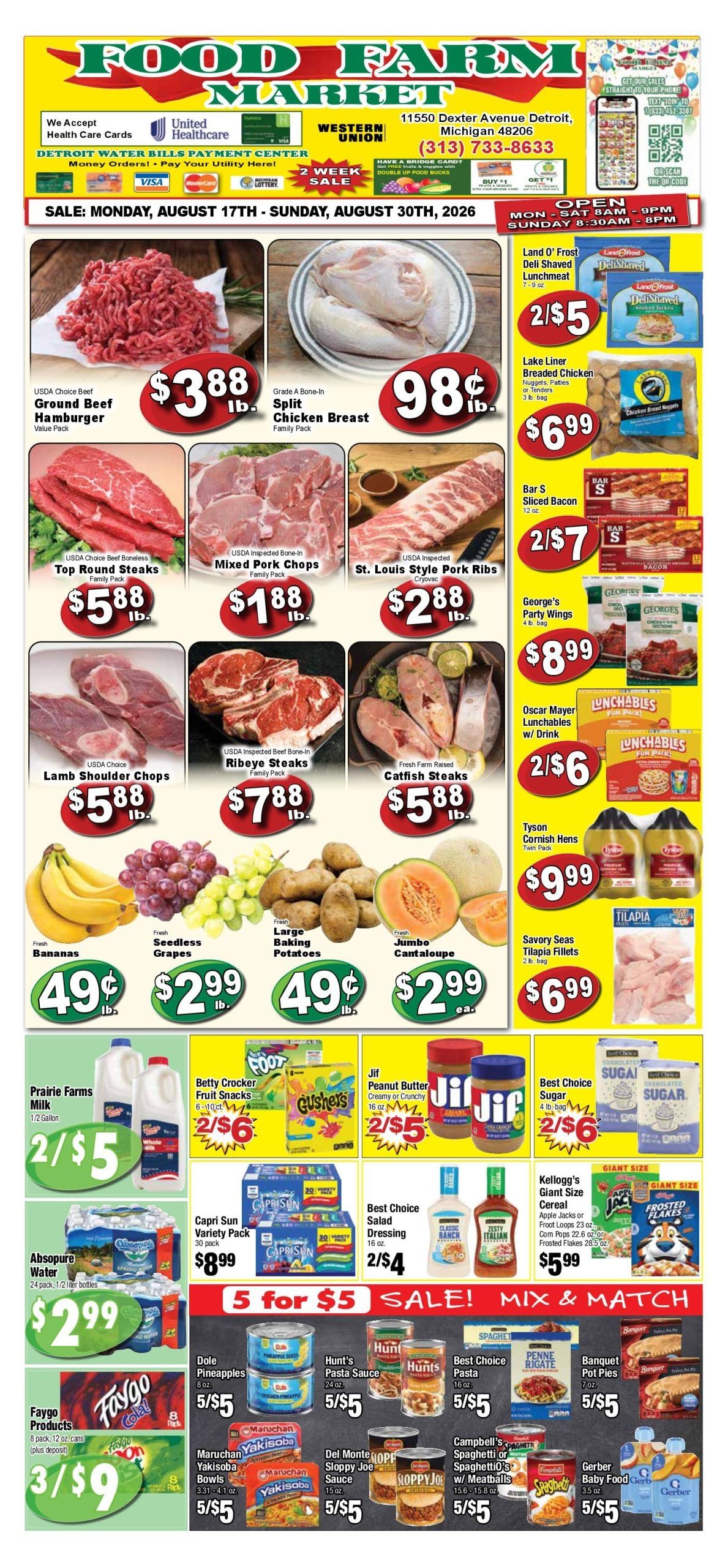 Food Farm Weekly Ad August 17 - 30, 2026