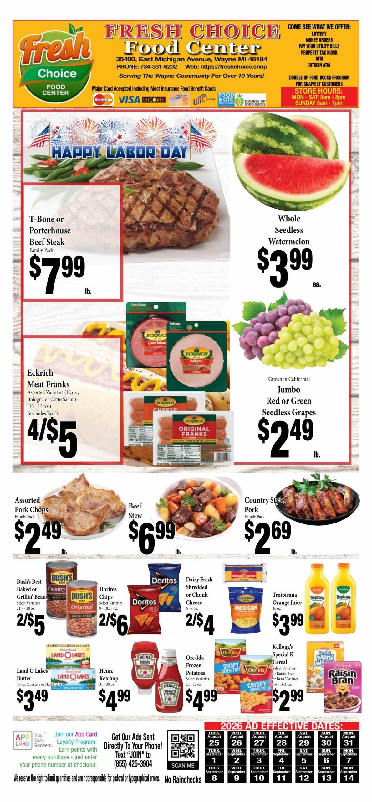 Fresh Choice Food Center Weekly Ad August 25 - September 14, 2026