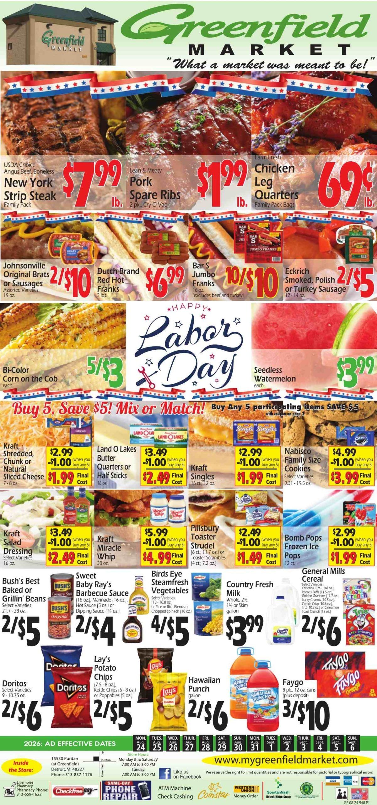 Greenfield Market Weekly Ad August 24 - September 6, 2026