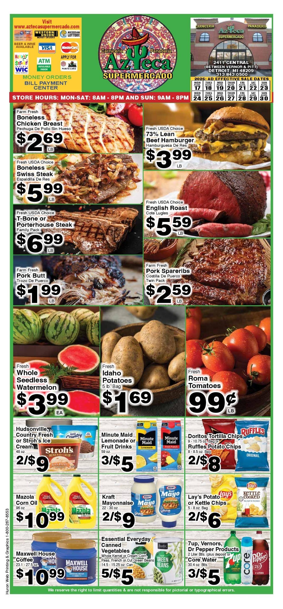 Azteca Supermercado Weekly Ad August 17 - 30, 2026