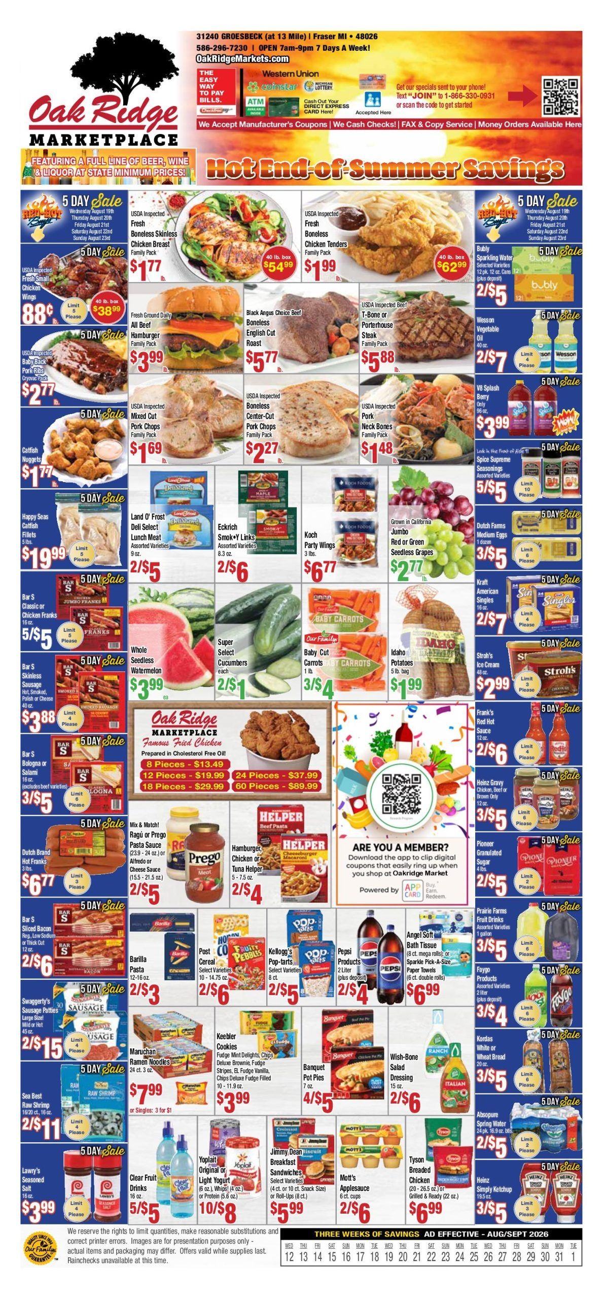 Oak Ridge Marketplace Weekly Ad August 12 - September 1, 2026