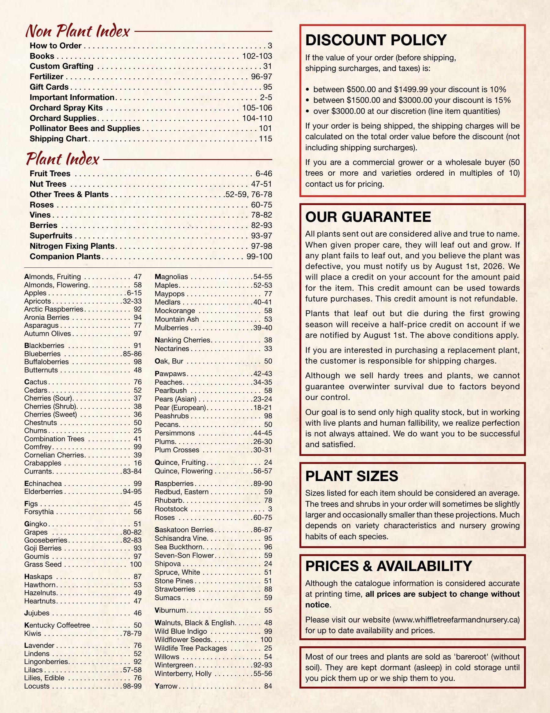 Whiffletree Farm & Nursery Annual Catalog Weekly Ad January 1 - December 31, 2026