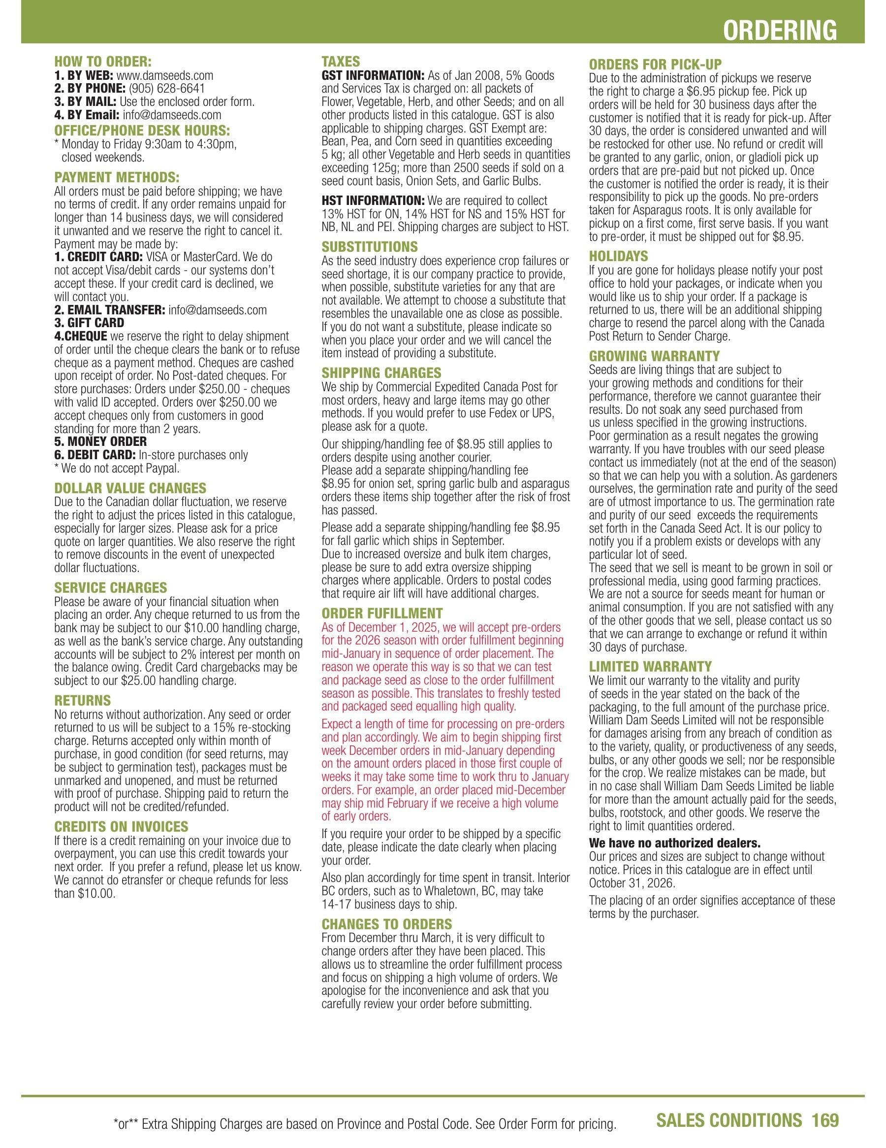 William Dam Seeds Annual Catalog Weekly Ad January 1 - October 31, 2026