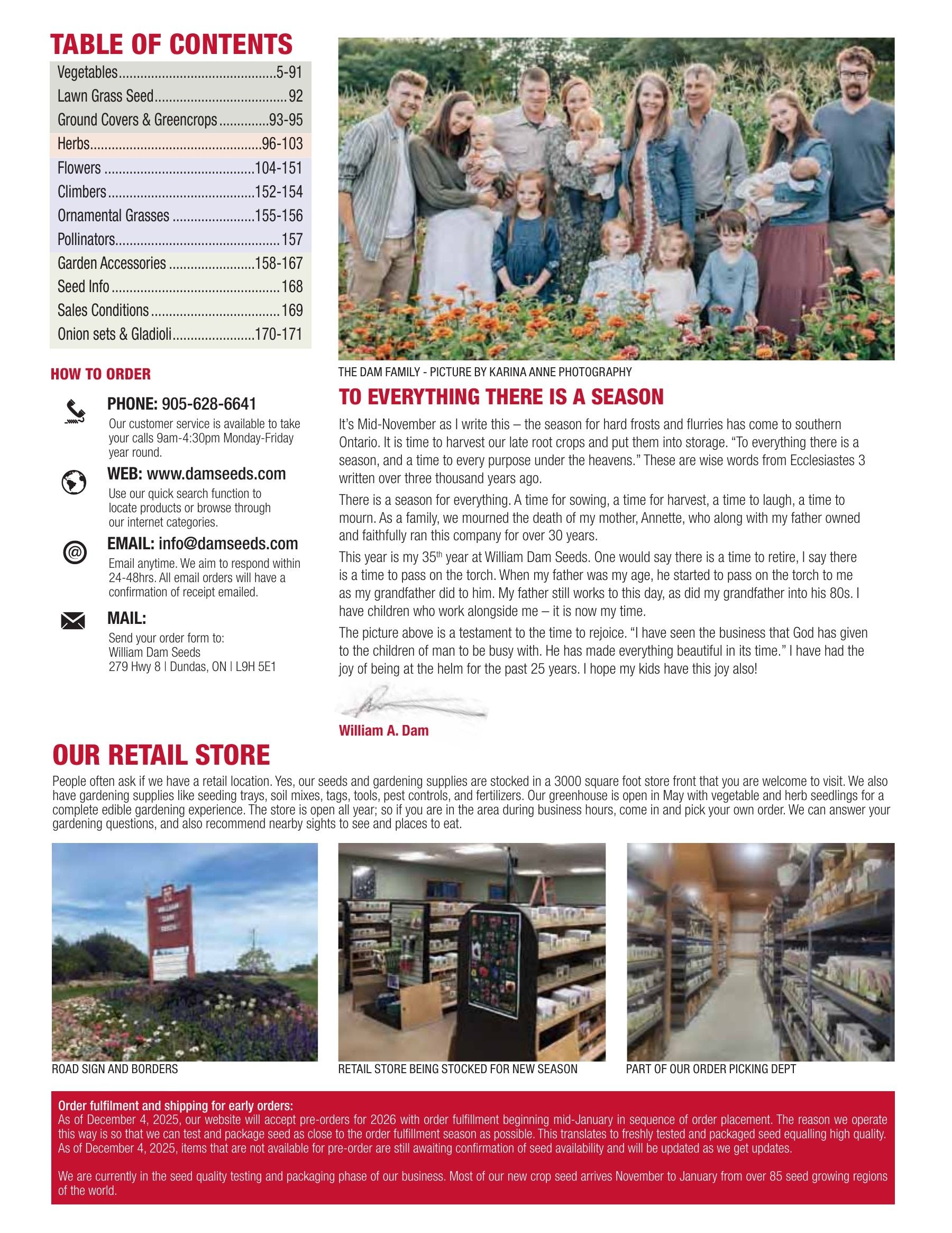 William Dam Seeds Annual Catalog Weekly Ad January 1 - October 31, 2026
