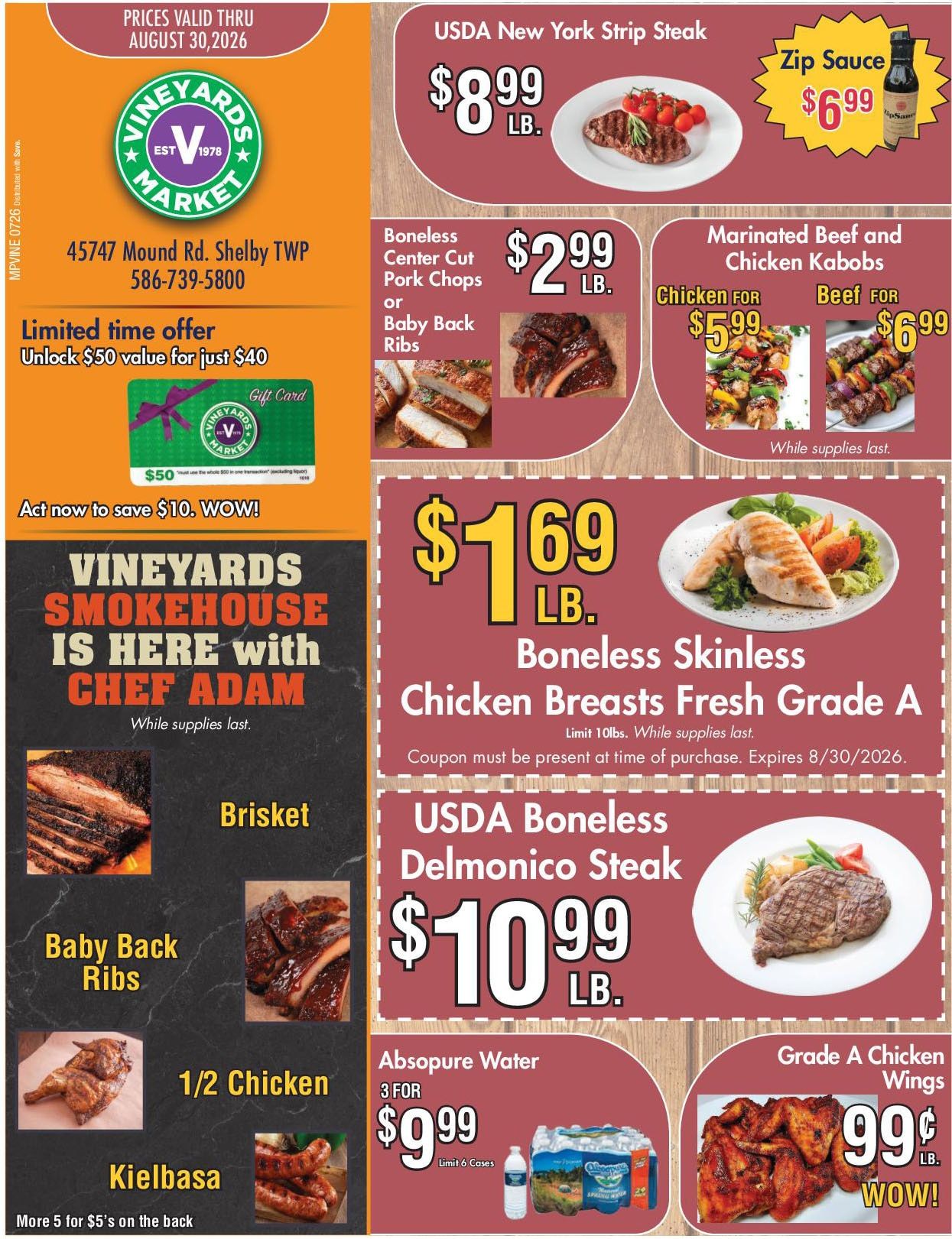 Vineyards Market (45747 Mound Road, Shelby Township, MI) Weekly Ad July 28 - August 30, 2026