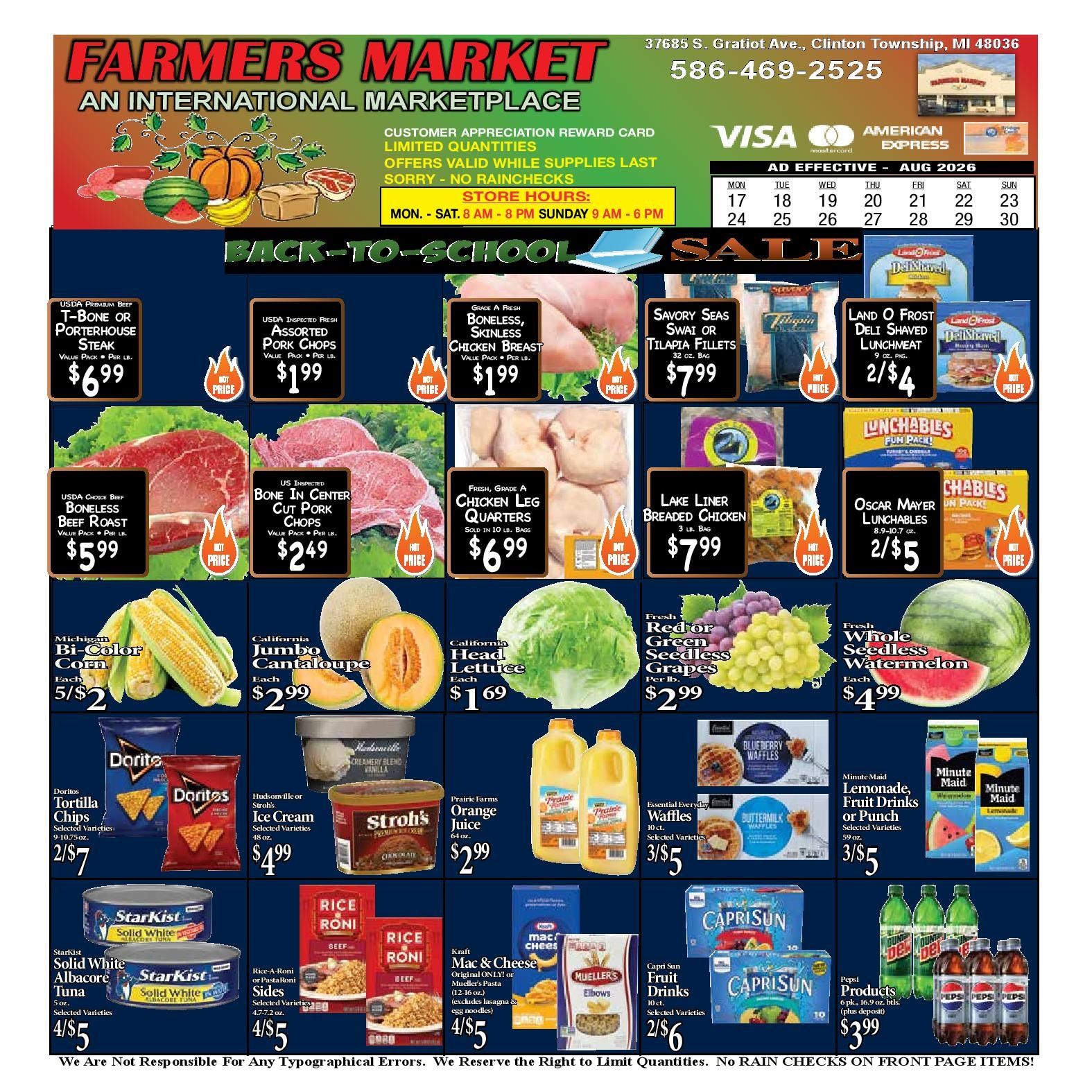 Farmers Market (37865 South Gratiot Avenue, Clinton Township, MI) Weekly Ad August 17 - 30, 2026