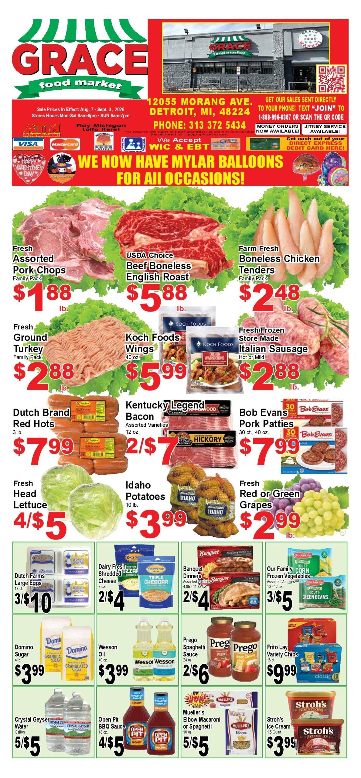 Grace Food Market (12055 Morang Avenue, Detroit, MI) Weekly Ad August 7 - September 3, 2026