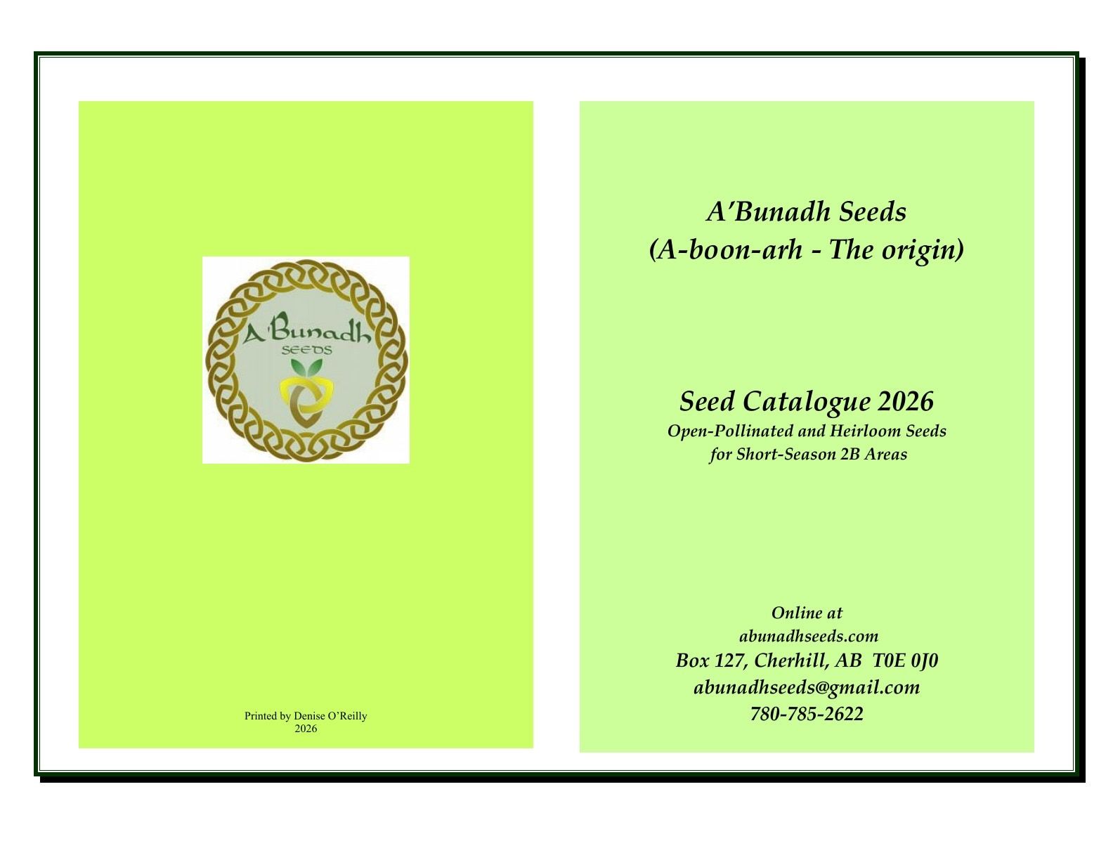 A'Bunadh Seeds Seed Catalogue Weekly Ad January 1 - December 31, 2026