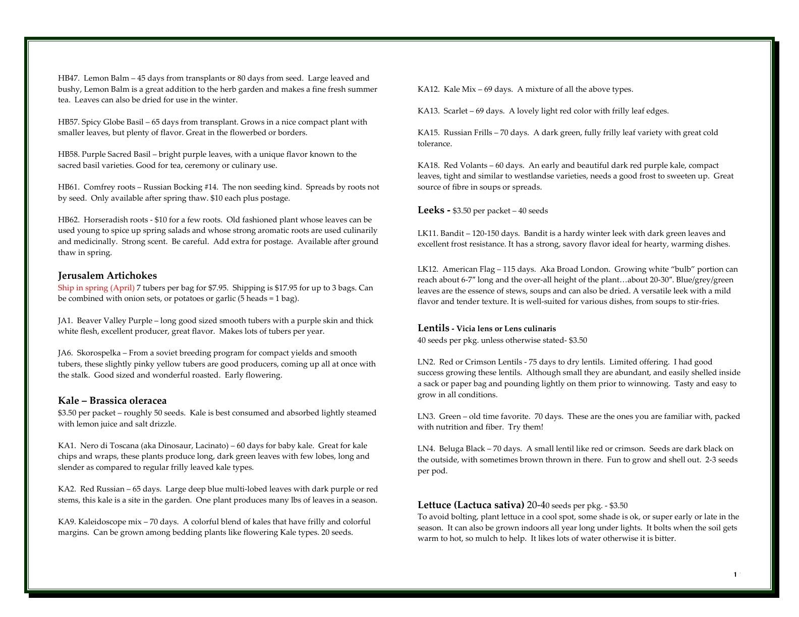A'Bunadh Seeds Seed Catalogue Weekly Ad January 1 - December 31, 2026