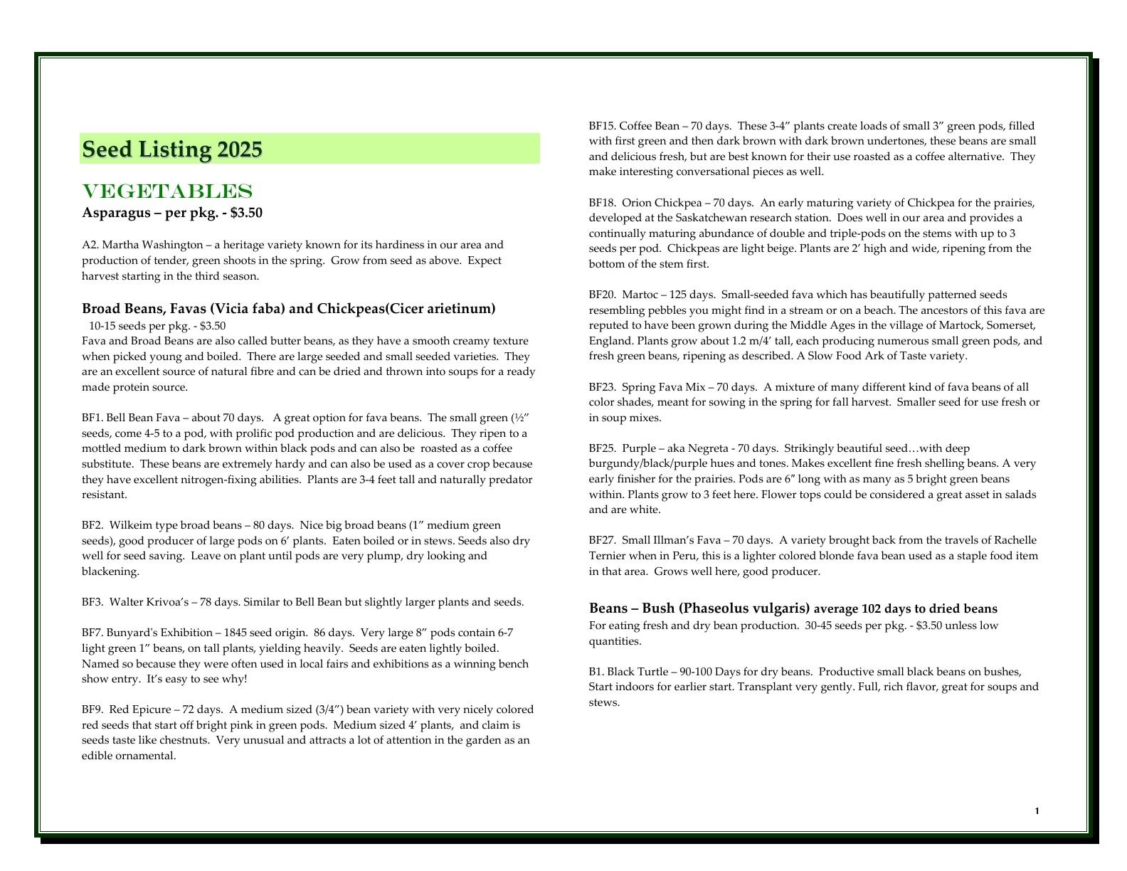 A'Bunadh Seeds Seed Catalogue Weekly Ad January 1 - December 31, 2026