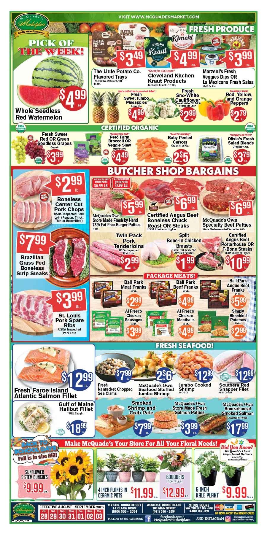 McQuade's Marketplace (Connecticut, Rhode Island) Weekly Ad August 28 - September 3, 2026