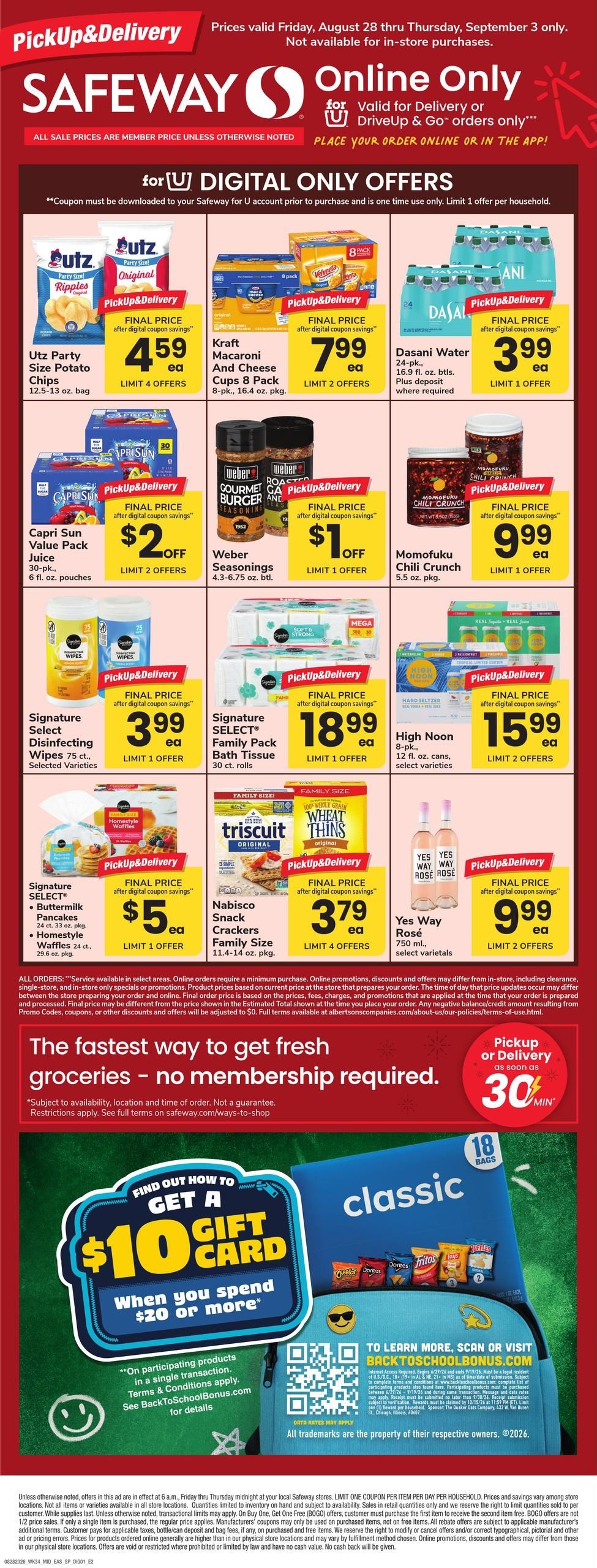 Safeway (Alexandria–Stevensburg Area, VA) Bonus Online Savings Weekly Ad August 28 - September 3, 2026